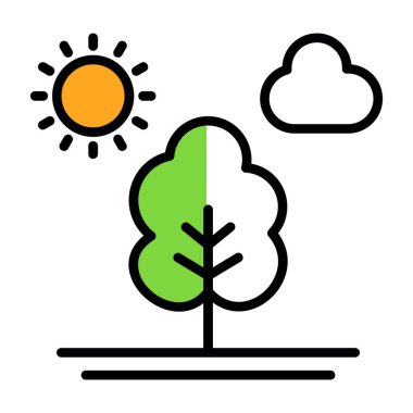 Ağaç düz simge vektör çizim