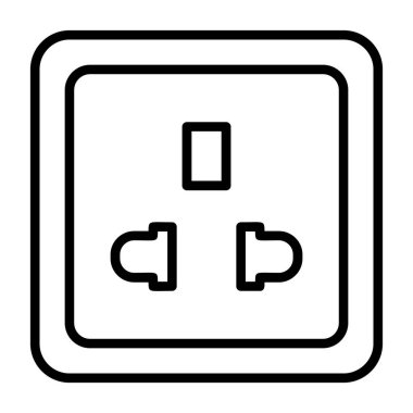 Güç soketi simgesi. Beyaz arkaplanda izole edilmiş web tasarımı için ana güç soket vektör simgesi