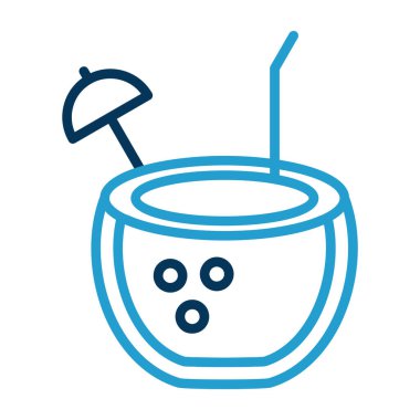 Hindistan cevizi içeceği. Web simgesi vektör illüstrasyonu