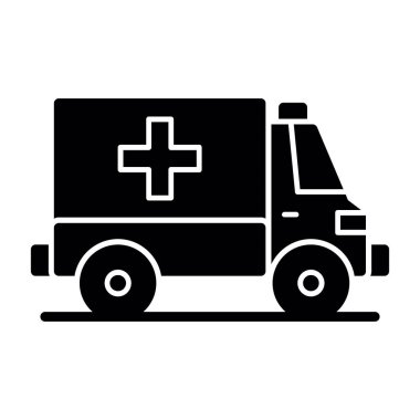 ambulans düz simgesi, web basit illüstrasyon