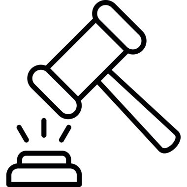 Yargıç Çekiç ikonu. Beyaz arkaplanda izole edilmiş web tasarımı için ana yargıç çekiç vektör simgesi