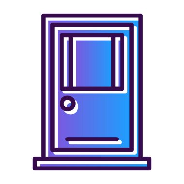 Kapı ikonu vektörü. İnce çizgi işareti. izole edilmiş sınır sembolü çizimi