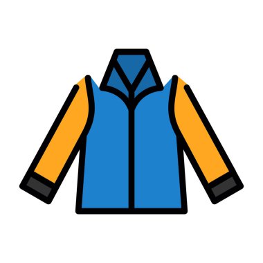 Ceket simgesi, düz biçim, vektör illüstrasyonu