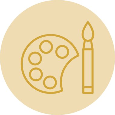 palet ve boya ile fırça, düz tasarım tarzı.