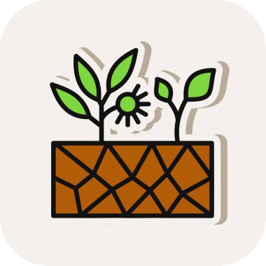 çiçek bitkisi simgesi, vektör illüstrasyonu