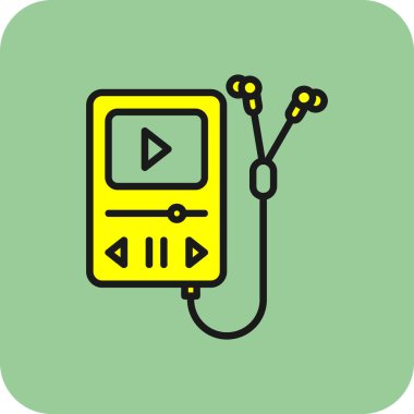 filled outline music player icon isolated on white background. portable music device. vector.