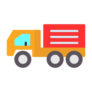 dağıtım kamyonu düz simgesi, vektör çizimi