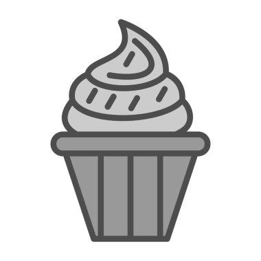 Lezzetli cupcake düz vektör simgesi                         