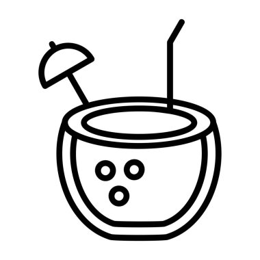 Hindistan cevizi içeceği. Web simgesi vektör illüstrasyonu