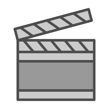 Alkış tahtası simgesi. Açılış filmi çekim tahtası vektörü. Sinema ya da televizyon alkışları sembolü. 