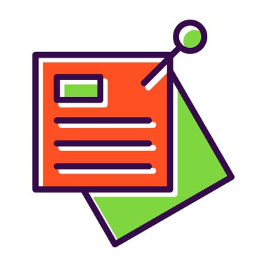 Yapışkan notlar web simgesi basit vektör illüstrasyonu 