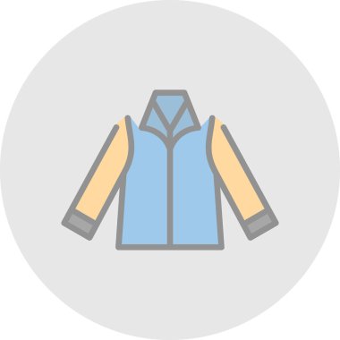 Ceket simgesi, düz biçim, vektör illüstrasyonu