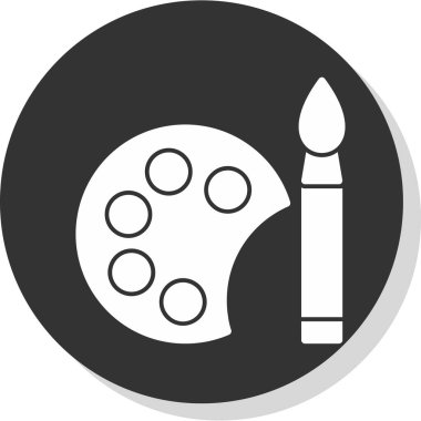 palet ve boya ile fırça, düz tasarım tarzı.