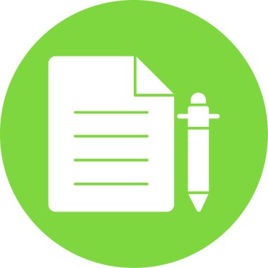 belge ve kalem. Web yuvarlak simgesi basit illüstrasyon