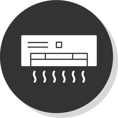 Klima simgesi, klima konsepti, hava sıcaklığı vektör gösterimi, katı sembol, glystyle konseptinde kabartma biçimi simgesi.