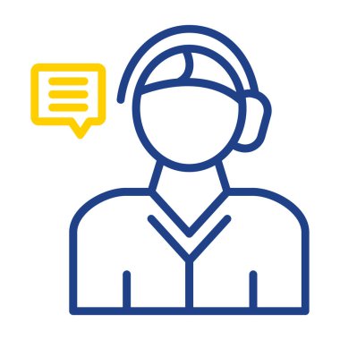 Müşteri hizmetleri simgesine sahip bir çağrı operatörü, vektör illüstrasyonu