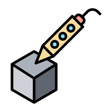 3D kalem simgesi, vektör illüstrasyonu. Yeni Ürün Geliştirme, geleceğin teknoloji sembolü. 