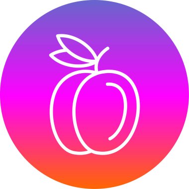 Şeftali simgesi vektör çizimi düz tasarım