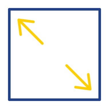 Ok simgesi. Vektör biçimi yuvarlak açılı düz ikonik sembol, sarı renk, beyaz arkaplan.