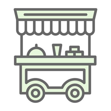 Basit yemek arabası simgesi, vektör illüstrasyonu