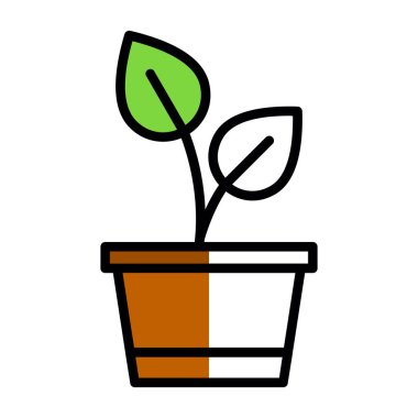 Saksı bitkisi ikonu. Web için saksı bitkisi vektör simgesinin özet çizimi