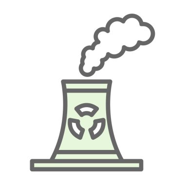 Nükleer santral ikon vektör illüstrasyonu