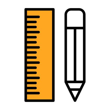 Cetvel ve kalem ikonu vektör resimleme arkaplanı 