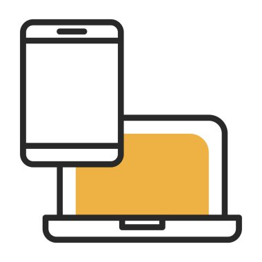 Elektronik aygıtlar simgesi, tablet ve dizüstü bilgisayar vektör çizimi 