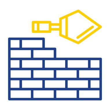 Basit tuğla duvar simgesi, vektör illüstrasyonu