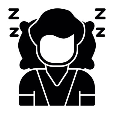 Uyku maskesi simgesi olan kız, basit stil