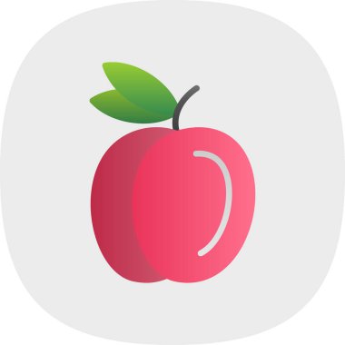 Şeftali simgesi vektör çizimi düz tasarım