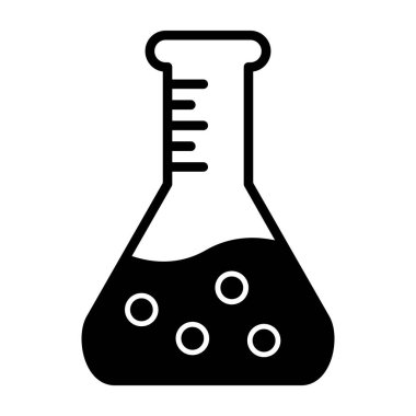 Bilim şişesi. Basit tasarım. Beaker vektör simgesi              