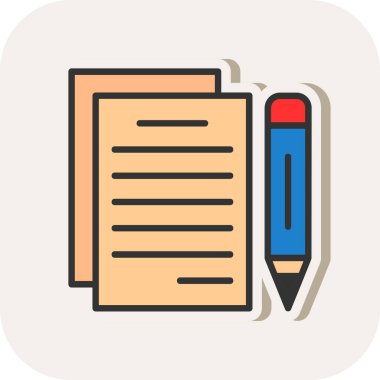 belge ve kalem. Web simgesi basit illüstrasyon