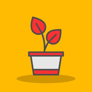 Saksı bitkisi. Web simgesi basit illüstrasyon 