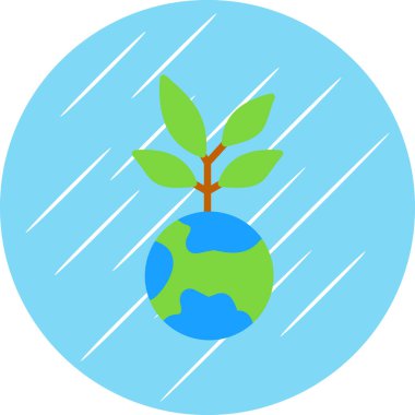 Mavi yeşil bir küre ve bir yaprağın vektör çizimi