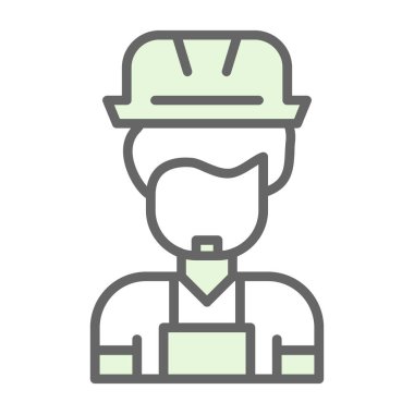 Miğfer ve kask ikon vektör illüstrasyon tasarımlı inşaat işçisi avatarı