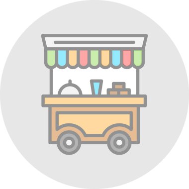 Basit yemek arabası simgesi, vektör illüstrasyonu