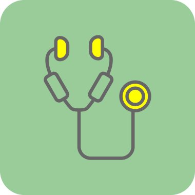 Kardiyoloji, steteskop vektör simgesi, illüstrasyon 