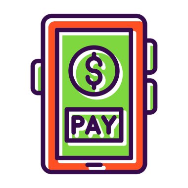 Çevrimiçi ödeme. Web simgesi basit illüstrasyon