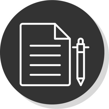 belge ve kalem. Web yuvarlak simgesi basit illüstrasyon