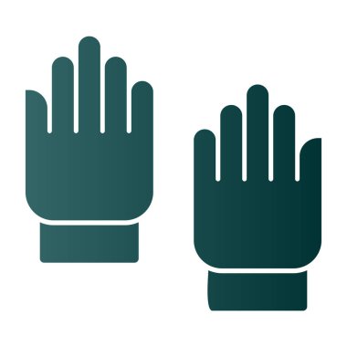 Eldiven vektör simgesi. biçim iki renkli düz sembol, eko yeşil ve gri renkler, yuvarlak açılar, beyaz arkaplan.