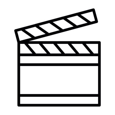 Alkış tahtası simgesi. Açılış filmi çekim tahtası vektörü. Sinema ya da televizyon alkışları sembolü. 