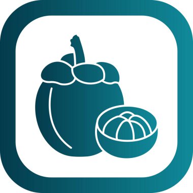 Mangosteen meyve simgesi, vektör illüstrasyonu 