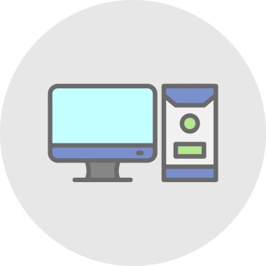 bilgisayar vektörü düz renk simgesi  