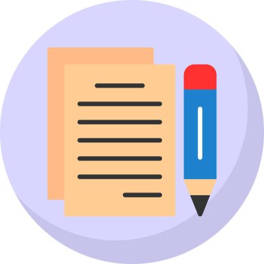 belge ve kalem. Web simgesi basit illüstrasyon