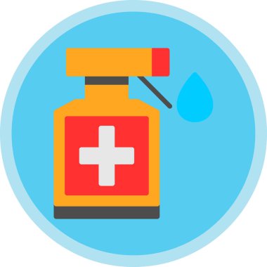 Tıbbi şişe simgesi düz tasarımı beyaz arkaplanda izole edildi