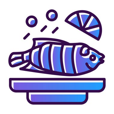 Buğulanmış balık simgesi, vektör illüstrasyonu 