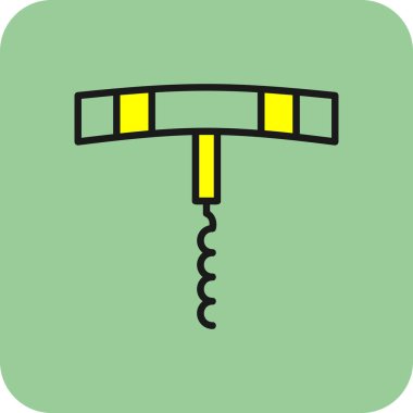 Tirbuşon yassı simgesi, vektör illüstrasyonu 