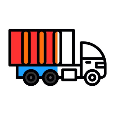 dağıtım kamyonu düz simgesi, vektör çizimi