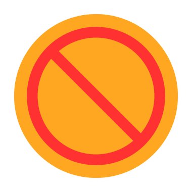 Yasak vektör simgesi. Beyaz arkaplanda izole edilmiş düz biçim sembolü, yuvarlak açılar, beyaz arkaplan